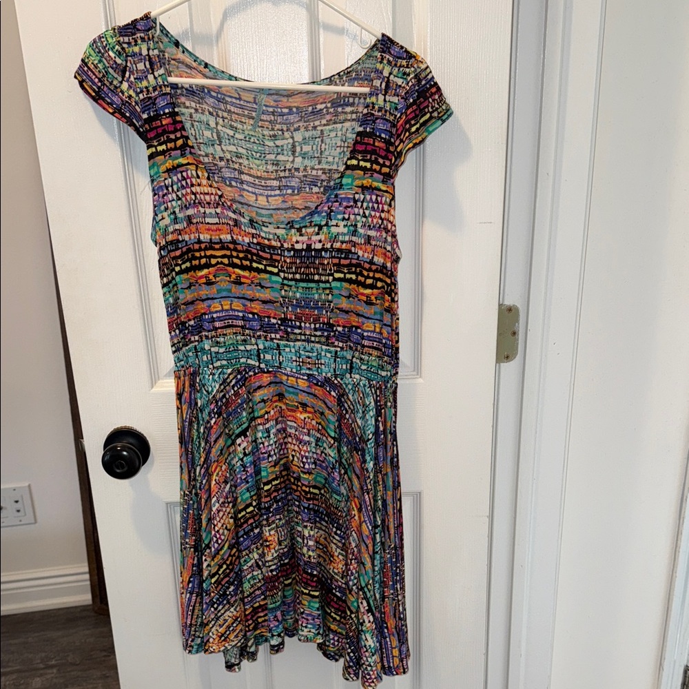 Colorful Cap Sleeve Mini Dress